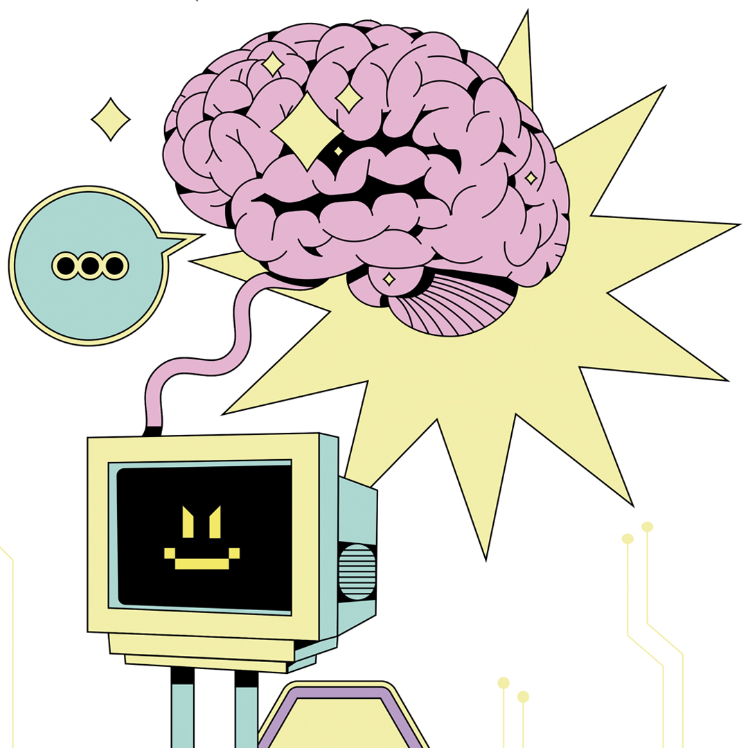 Un cerveau relié à un ordinateur