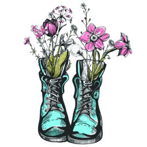 Illustration bottes avec fleurs